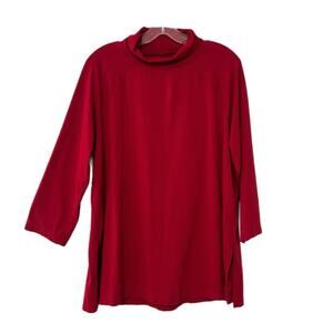 J. Jill Luxe Supima Everyday Turtleneck Tunic Women L Petite Apple Red Soft